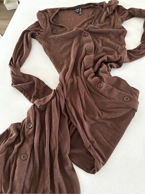 Simons ribbed stretchy brown maxi dress